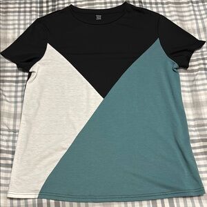Colorblock Women's Top - Black, White, and Teal